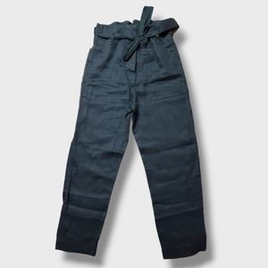 Isabel Marant Etoile Black Linen Pant Paper Bag Style Size EU 34